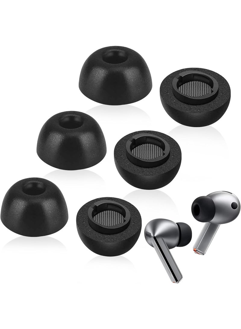 Memory Foam Tips for Samsung Galaxy Buds 3 Pro, No Silicone Eartips Pain, Anti-Slip Replacement Ear Tips with Dust Mesh, Fit in The Charging Case, Reducing Noise Earbuds, 3 Pairs (Mixed S/M/L, Black) - Image 1